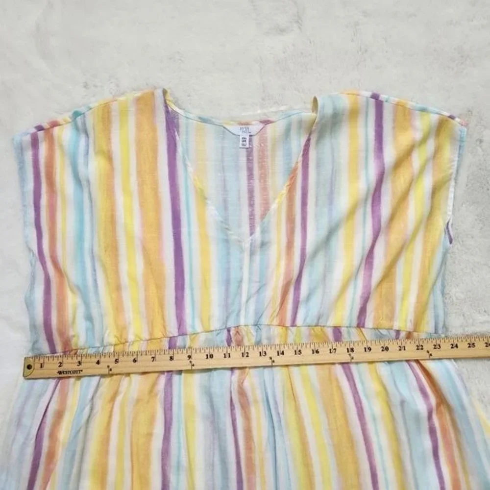 Time and Tru Women's Woven Print Dress with Flounce Hem V-Neck Size XXL - Picture 12 of 15